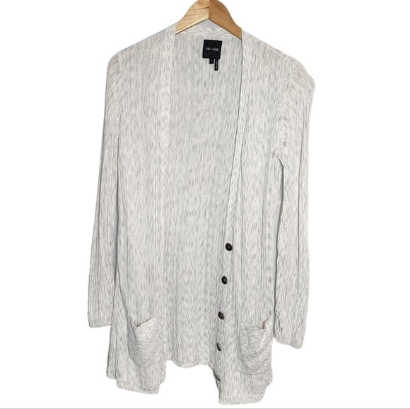Nic+Zoe knite grey/cream button cardigan. pockets. size small - Picture 8 of 17